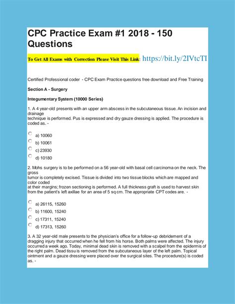 Printable Practice Exam For Cpc Certification