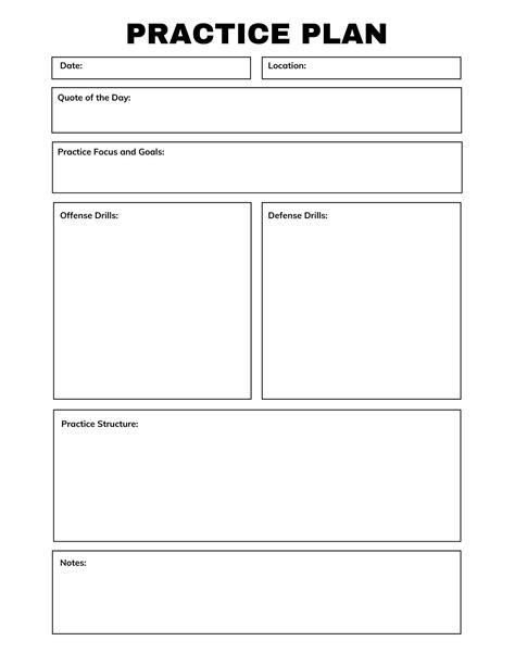 Printable Practice Plan Template