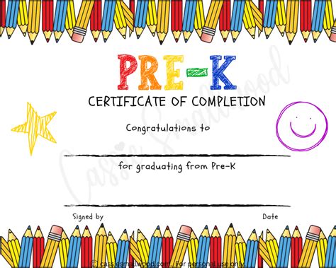 Printable Pre K Certificate