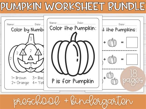 Printable Prek Pumpkin Worksheets