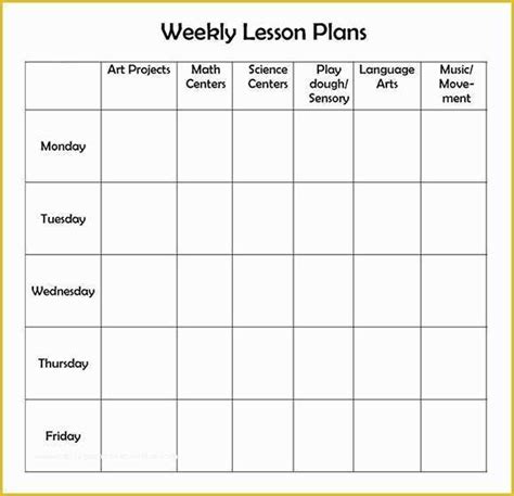 Printable Preschool Lesson Plan Forms
