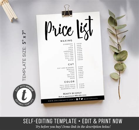 Printable Price Guide Sheets