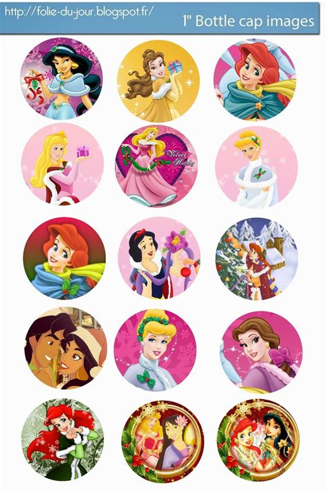 Printable Princess Bottle Cap Template