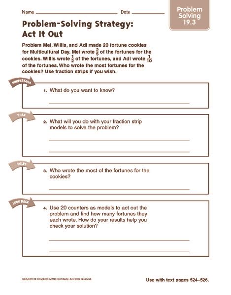 Printable Problem Solving Act Out Strategy
