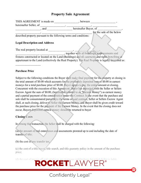 Printable Property Sale Agreement Template