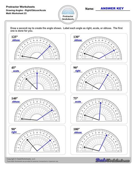 Printable Protractor Practice Worksheet