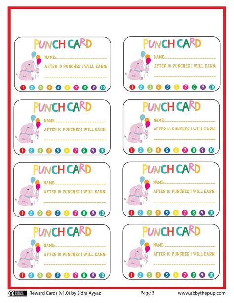 Printable Punch Cards Free