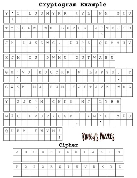 Example of a printable puzzles cryptograms with a coded message