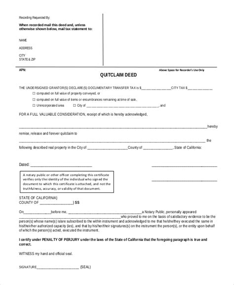 Printable Quick Claim Deed Texas