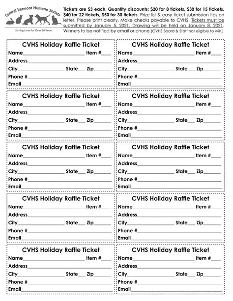 Printable Raffle Entry Excel