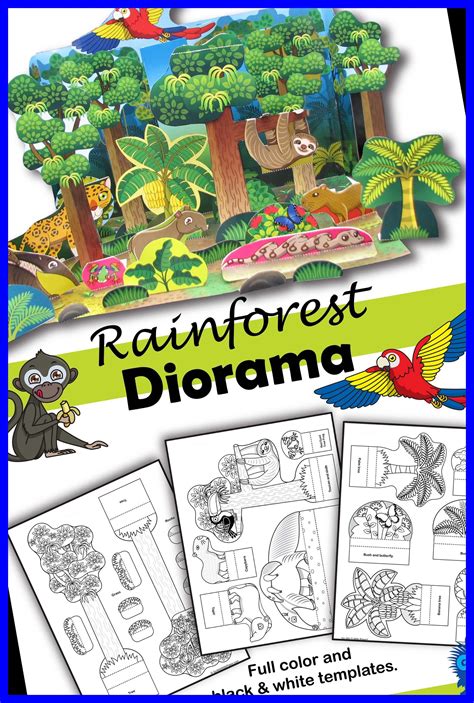 Printable Rainforest Animals Diorama