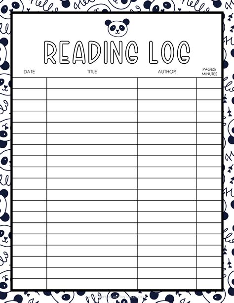 Printable Reading Log Printable Reading Log Summary