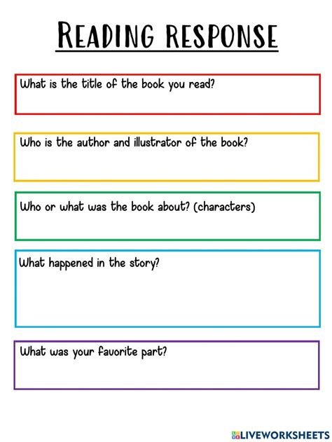 Printable Reading Response Worksheets