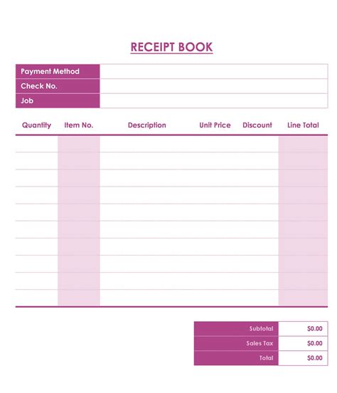 Printable Receipt Book Free