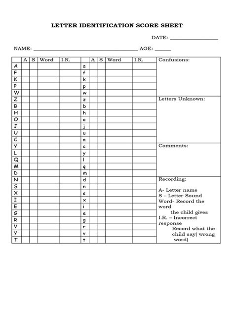 Printable Record Of Letter Id