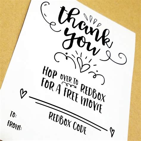 Printable Redbox Thank You Notes