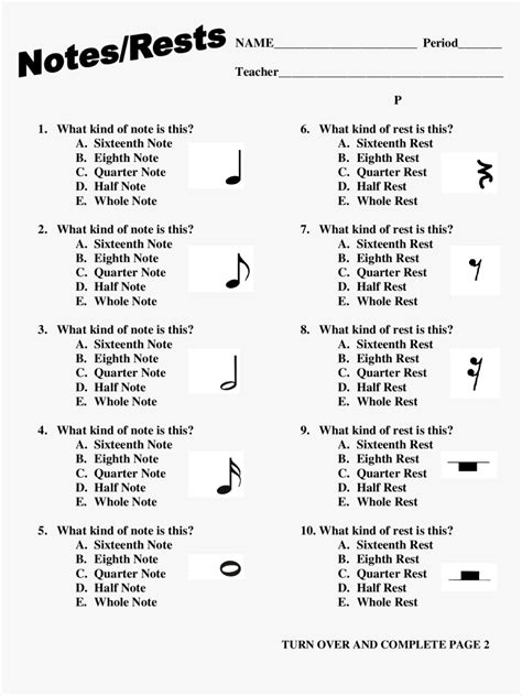 Printable Rests Lesson