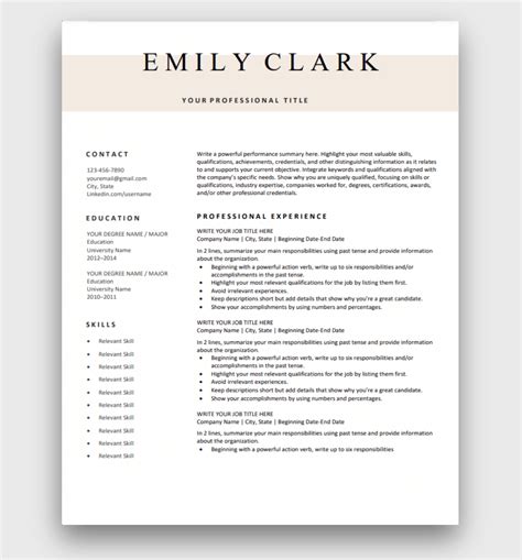 Printable Resume Template Free