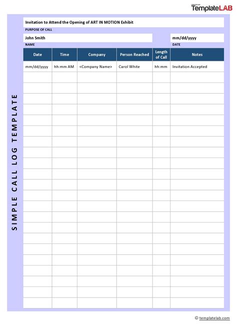 Printable Return Call List
