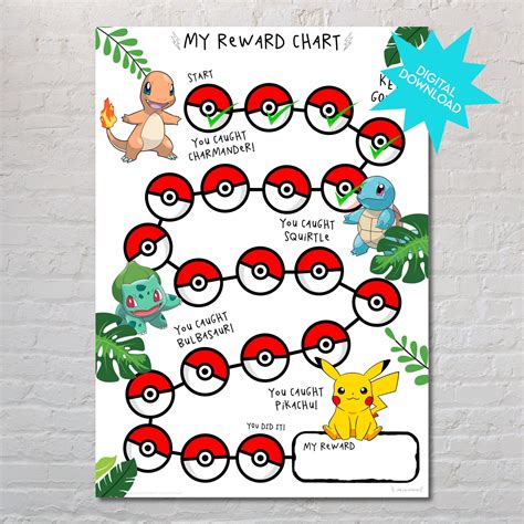 Printable Reward Chart Pokemon