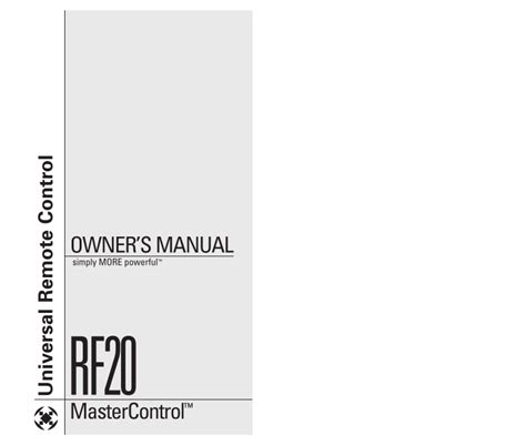 Printable Rf20 Remote Manual
