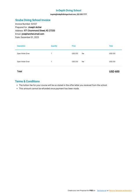 Printable Riding Instructor Lesson Invoice Sample
