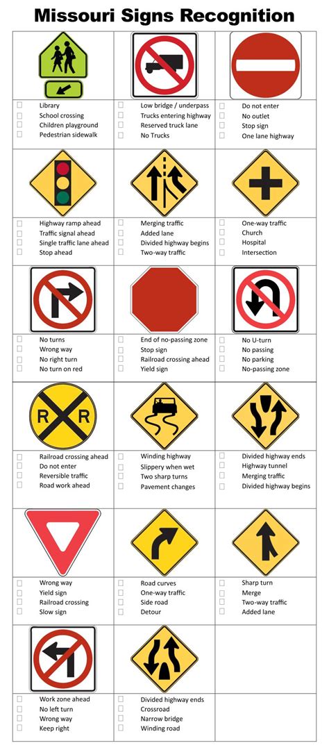 Printable Road Sign Test