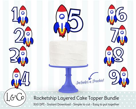 Printable Rocket Ship Cake Topper