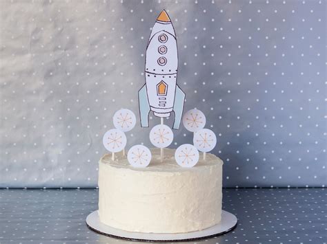Printable Rocket Ship Cupcake Topper