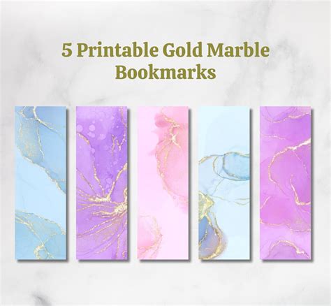 Printable Rose Gold Marble Bookmarks