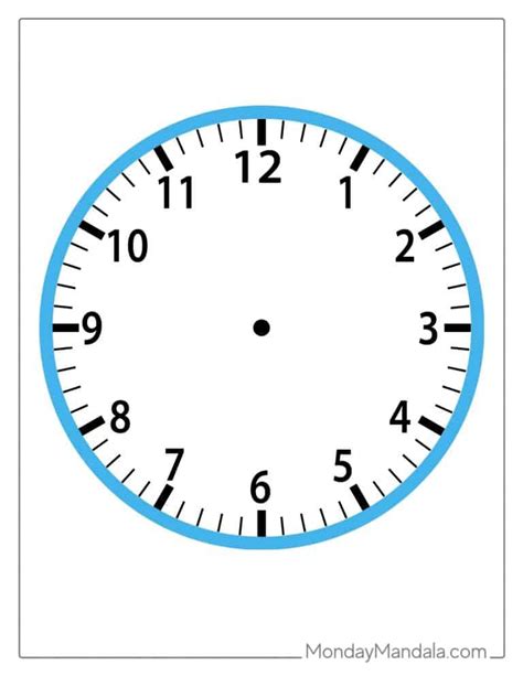 Printable Round Clock Face Blue