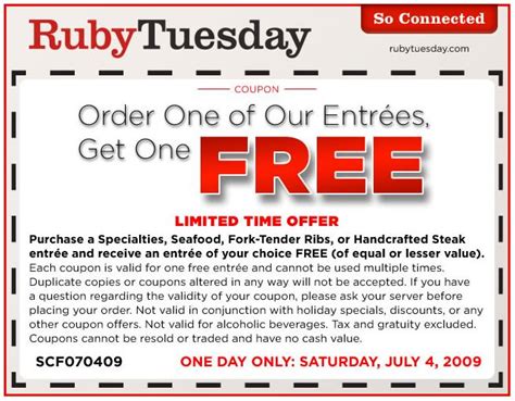 Printable Ruby Tuesday Coupons