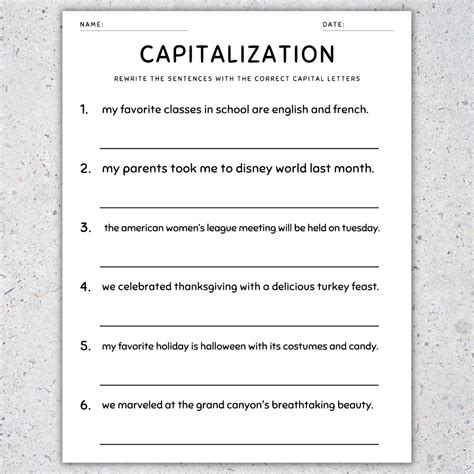 Printable Rules For Capitalization 5Th Grade