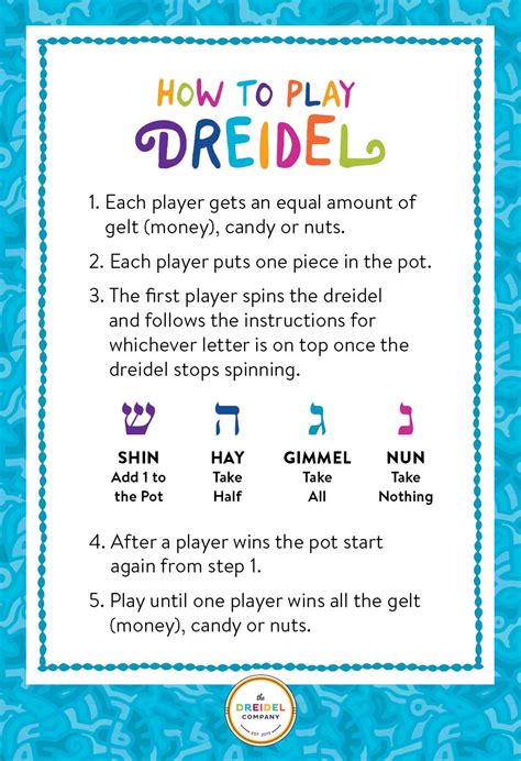 Printable Rules For Dreidel Game
