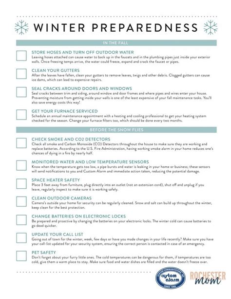 Printable Safety Winter Preparedness