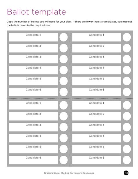 Printable Sample Ballot Template