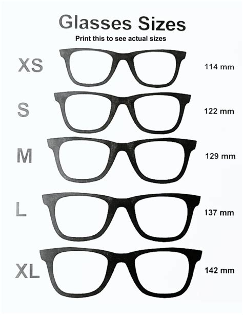 Printable Sample Glasses Frames And Lenses Sizes