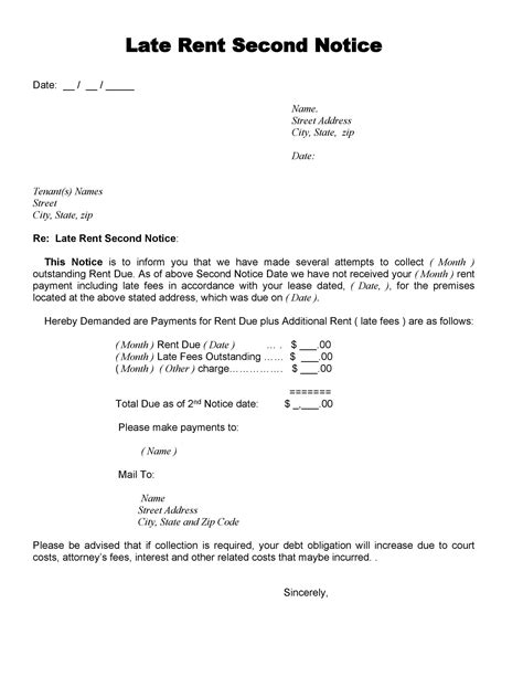 Printable Sample Letter Late Rent