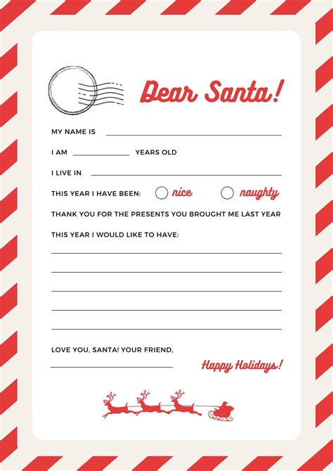 Printable Santa List Template Uk