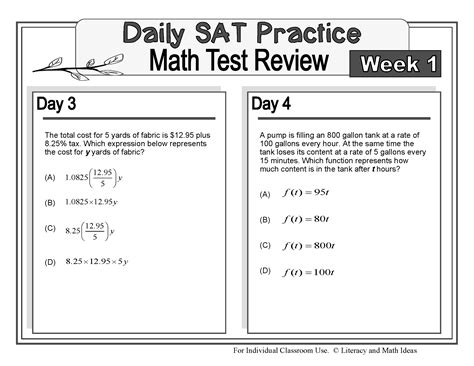 Printable Sat Practice Math Test