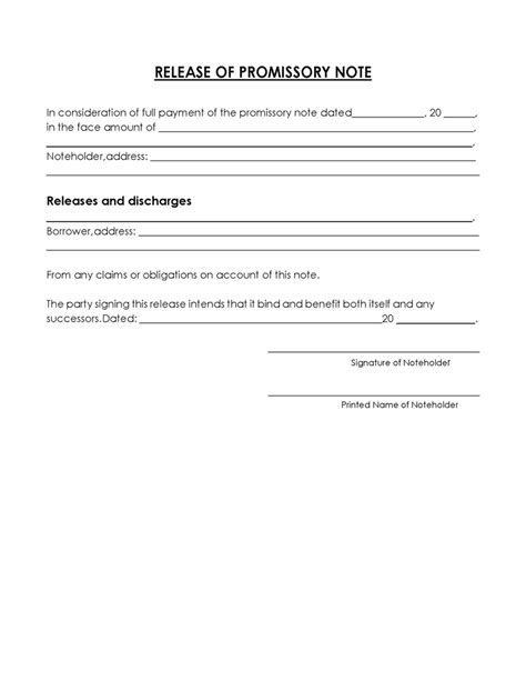 Printable Satisfaction Release Form