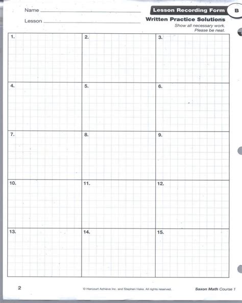 Printable Saxon Math Worksheet