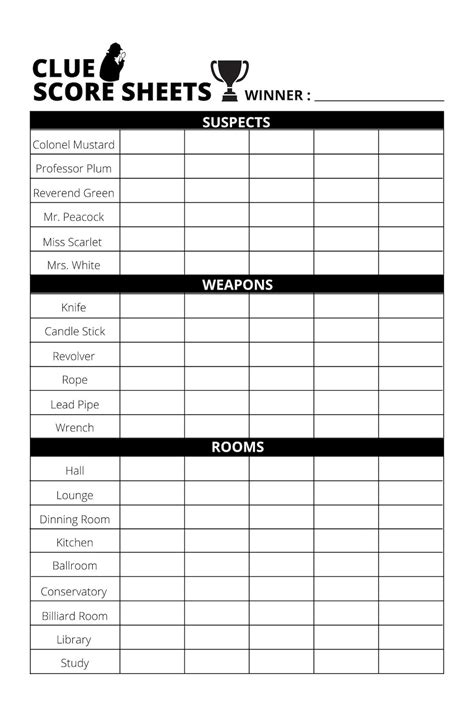 Printable Scenario Sheets Clue