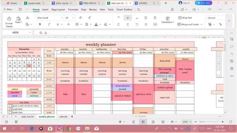 Printable Schedule Spreadsheet Pinterest