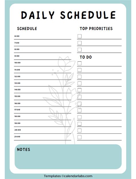 Printable Schedule Template Free