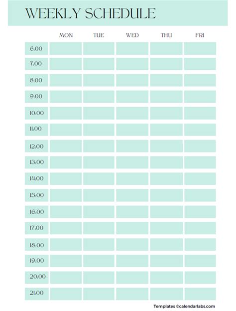 Printable Schedule Template With Hours