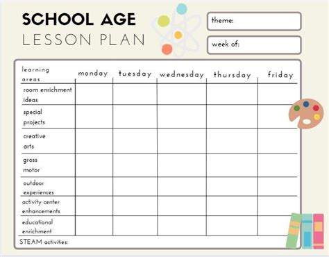 Printable School Age Lesson Plan