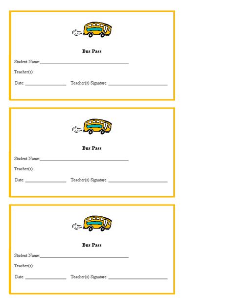 Printable School Bus Pass