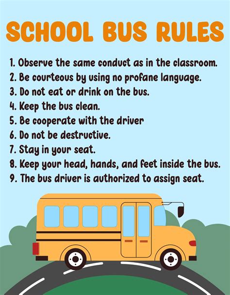 Printable School Bus Safety Rules