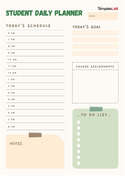 Printable School Day Planner